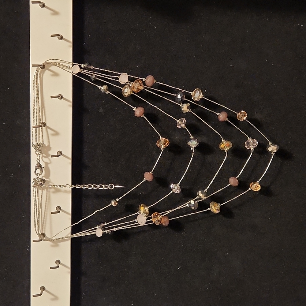 Pink and purple ish beaded hang  Necklace.